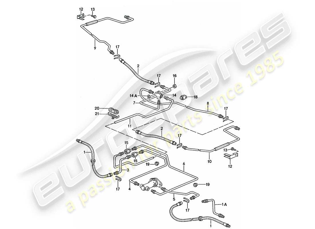 porsche 1990 (944) diagramma delle parti delle linee dei freni