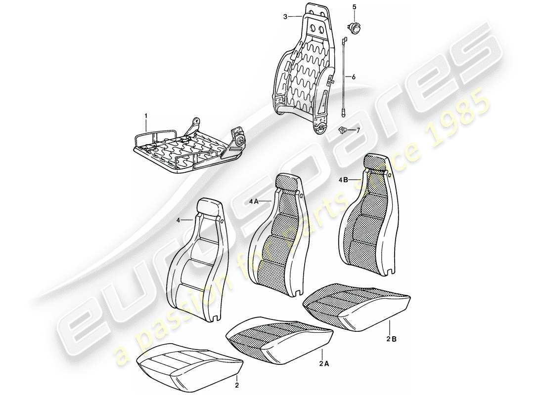 porsche 1986 (928) sedile anteriore - parti singole - d >> - mj 1984 schema delle parti