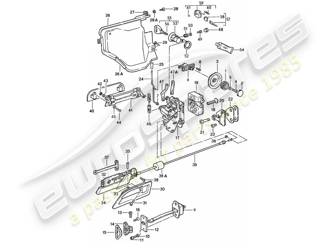 porsche 1986 (928) parti di installazione - per - schema delle parti della porta