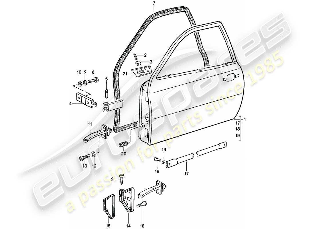porsche 1982 (944) porta diagramma delle parti