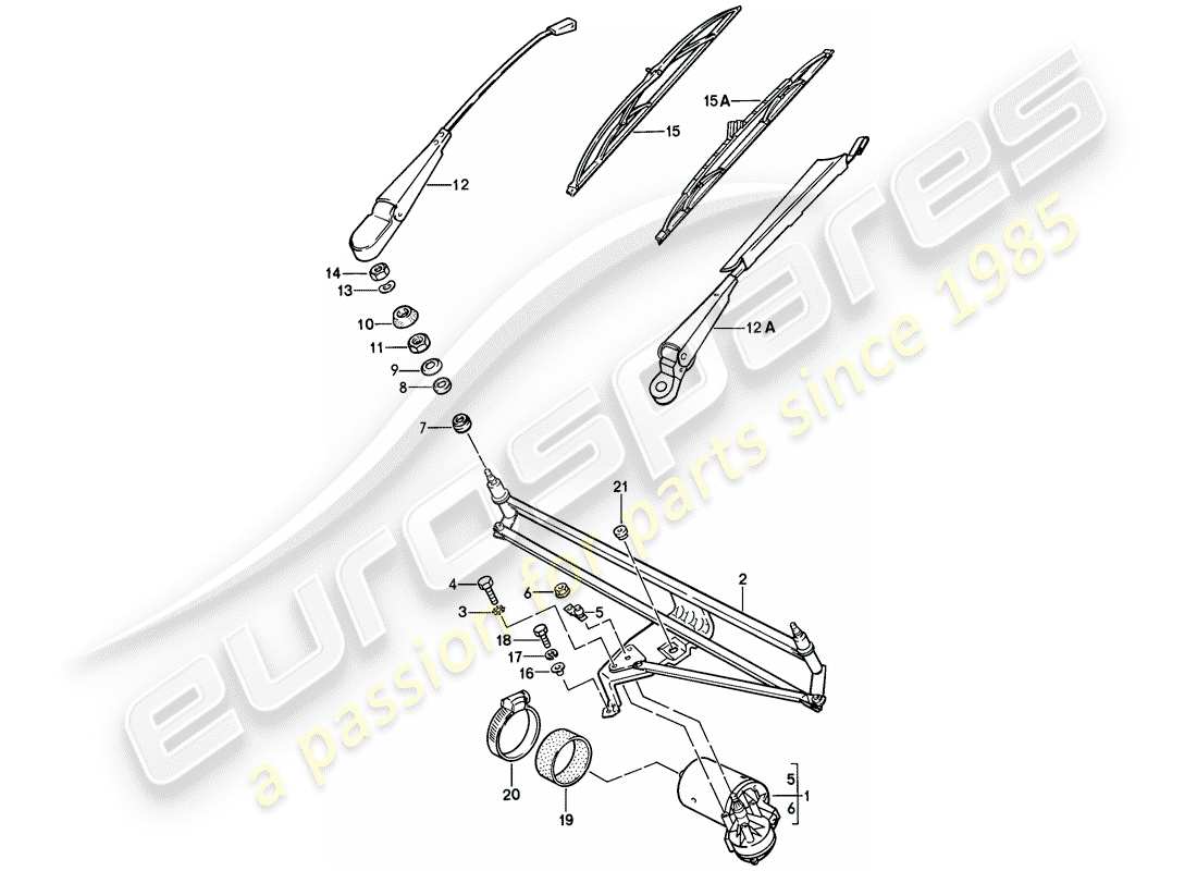 porsche 1982 (928) sistema tergicristallo diagramma delle parti
