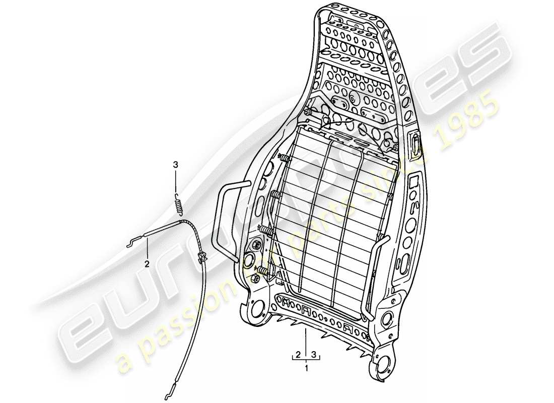 porsche 1985 (928) sedile sportivo - regolabile elettricamente - telaio schienale - parti singole - d - mj 1985>> schema delle parti