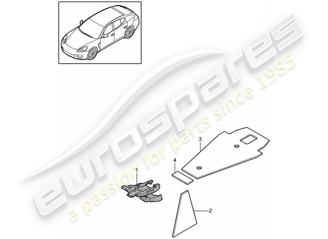 porsche 2015 (panamera 970) schema delle parti dell'assorbimento acustico