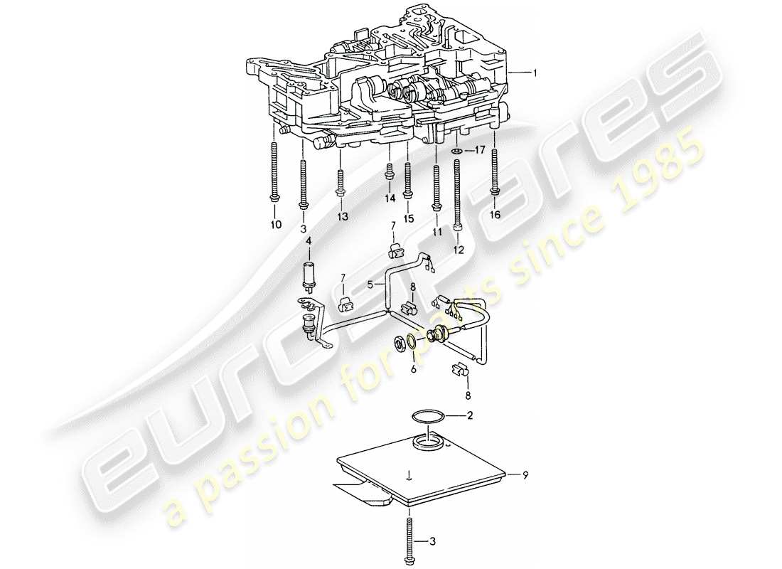 porsche 1998 (993) tiptronic - filtro olio - sensore induttivo - fissaggi - per - unità interruttore schema particolare