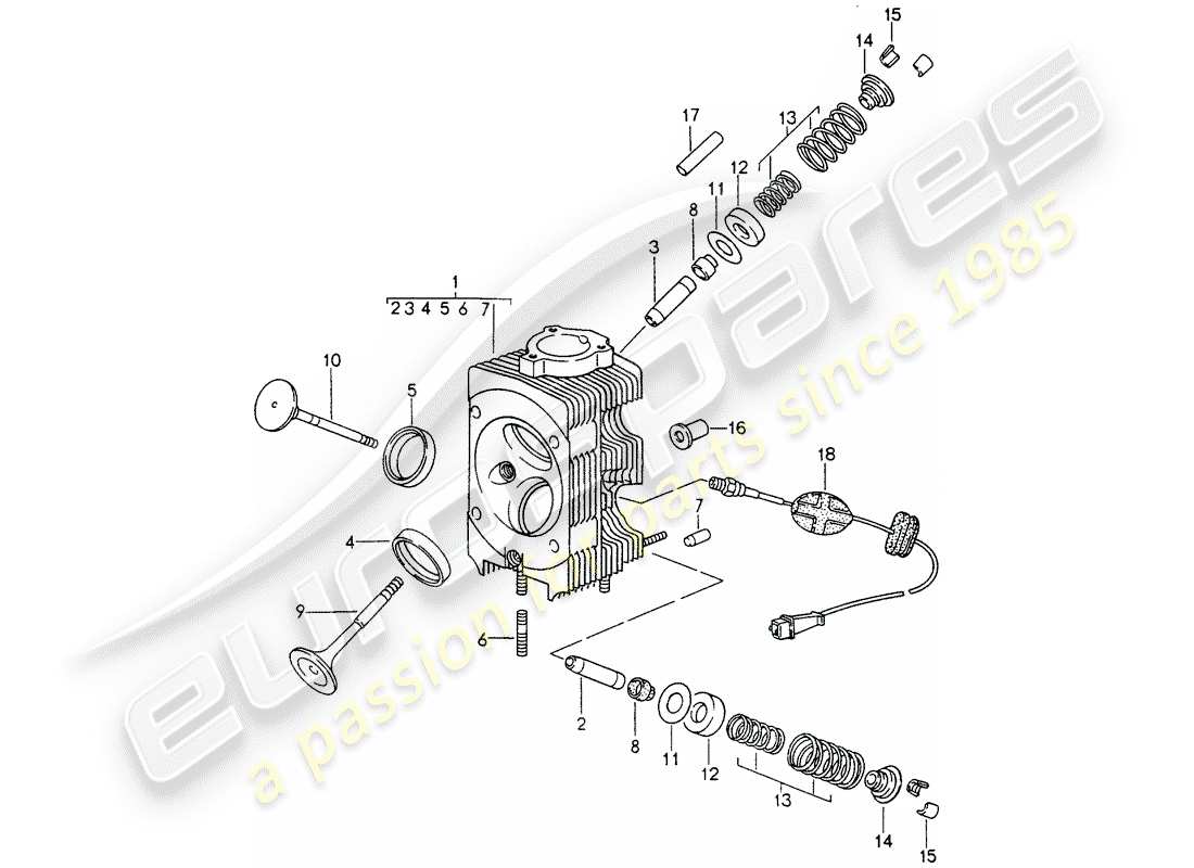 porsche 1998 (993) testata diagramma delle parti