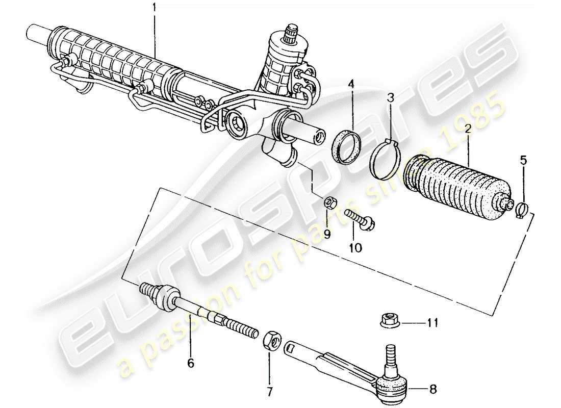 porsche 2004 (996) servosterzo - sterzo diagramma delle parti