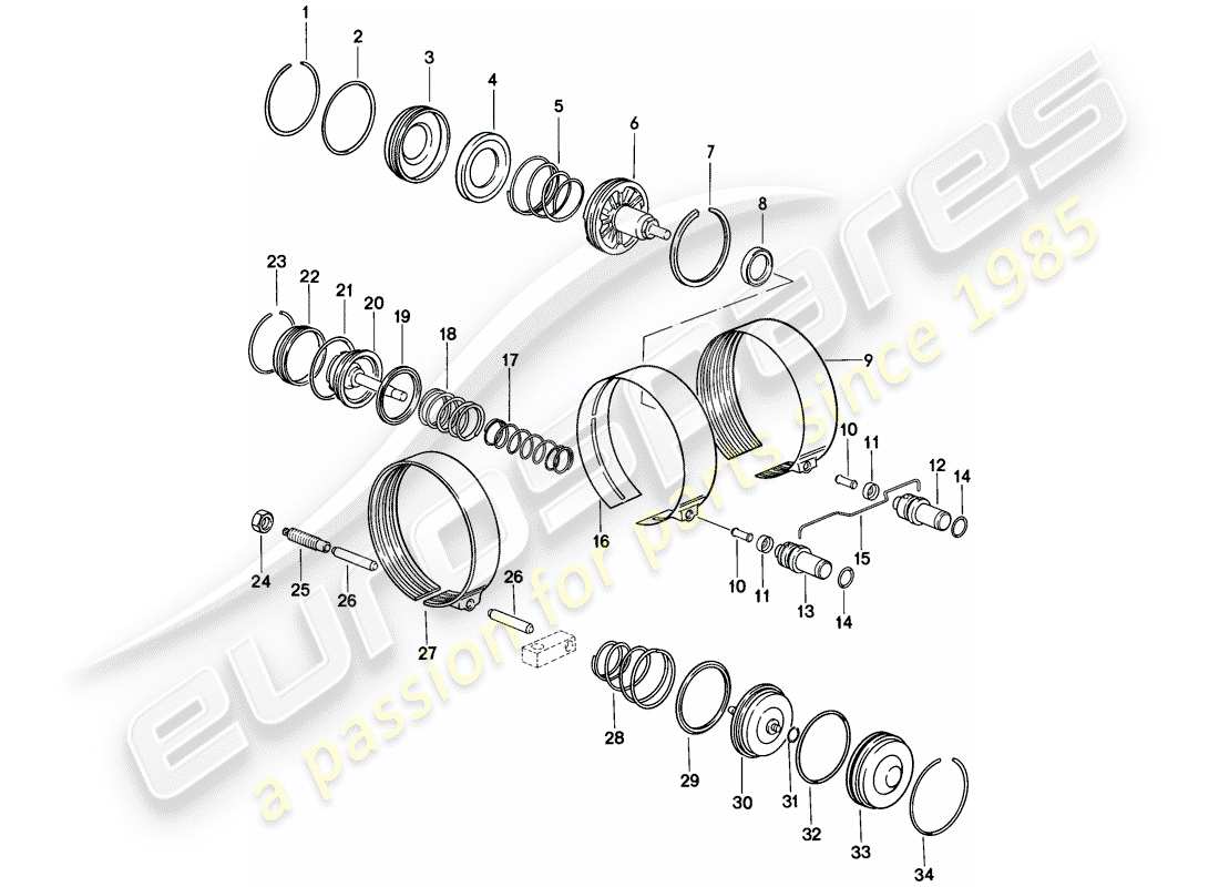 porsche 1978 (928) fasce freno - cambio automatico diagramma delle parti