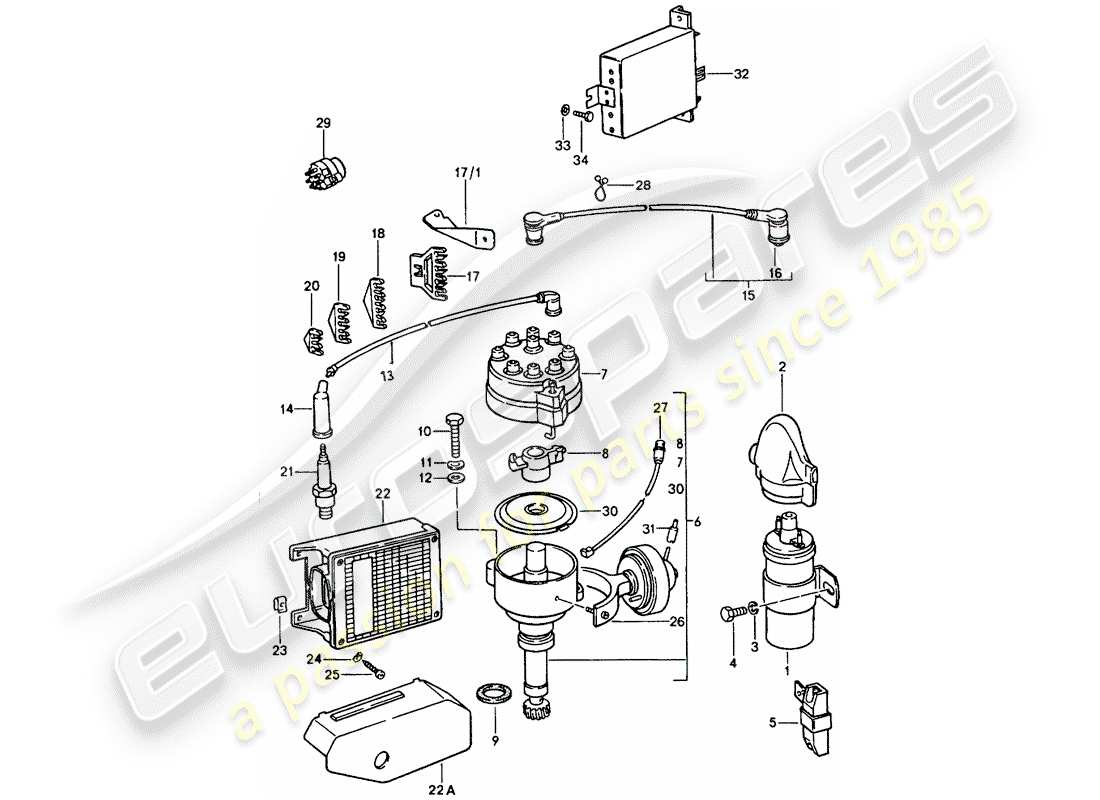 porsche 1981 (928) componenti elettrici - motore diagramma delle parti