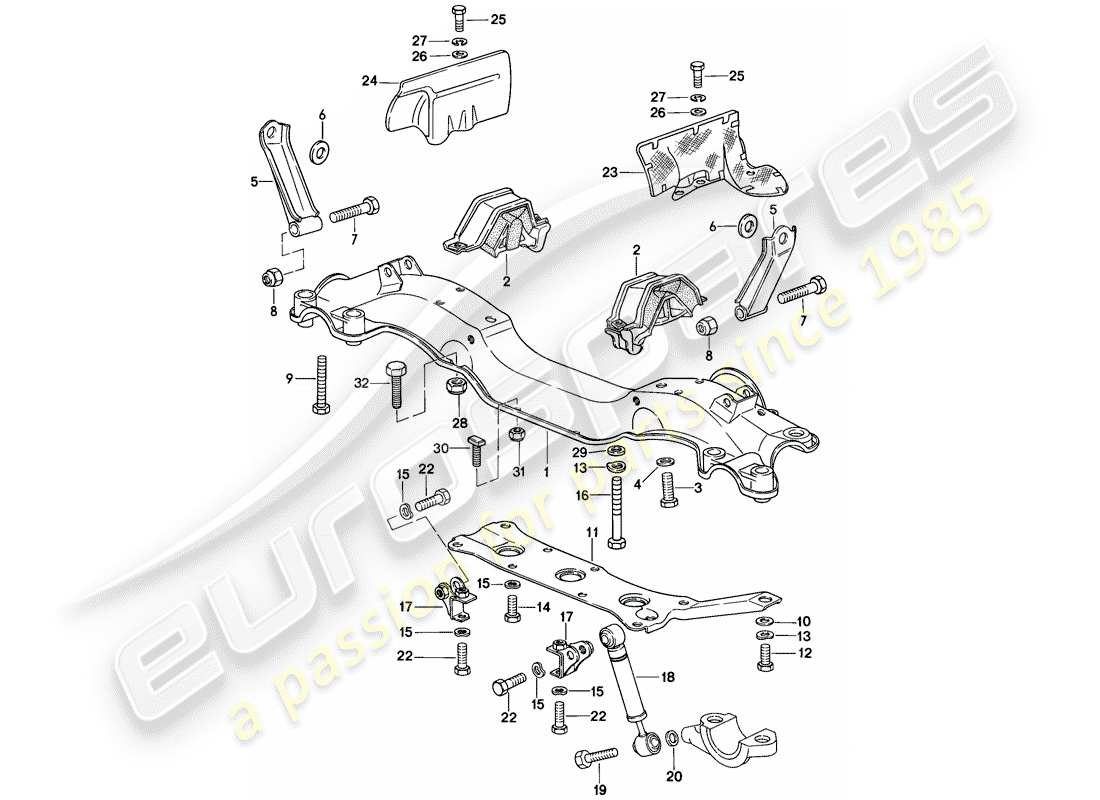 porsche 1981 (928) sospensione del motore diagramma delle parti