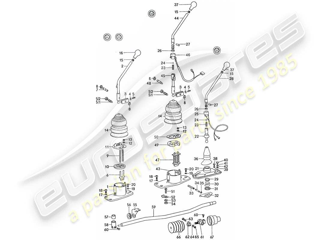porsche 1977 (911) controllo della trasmissione diagramma delle parti
