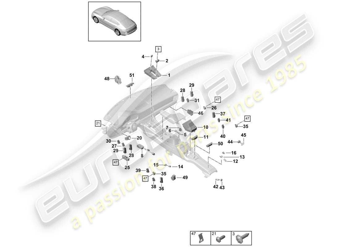 porsche 2018 (panamera 971-1) interruttore multiplo diagramma delle parti