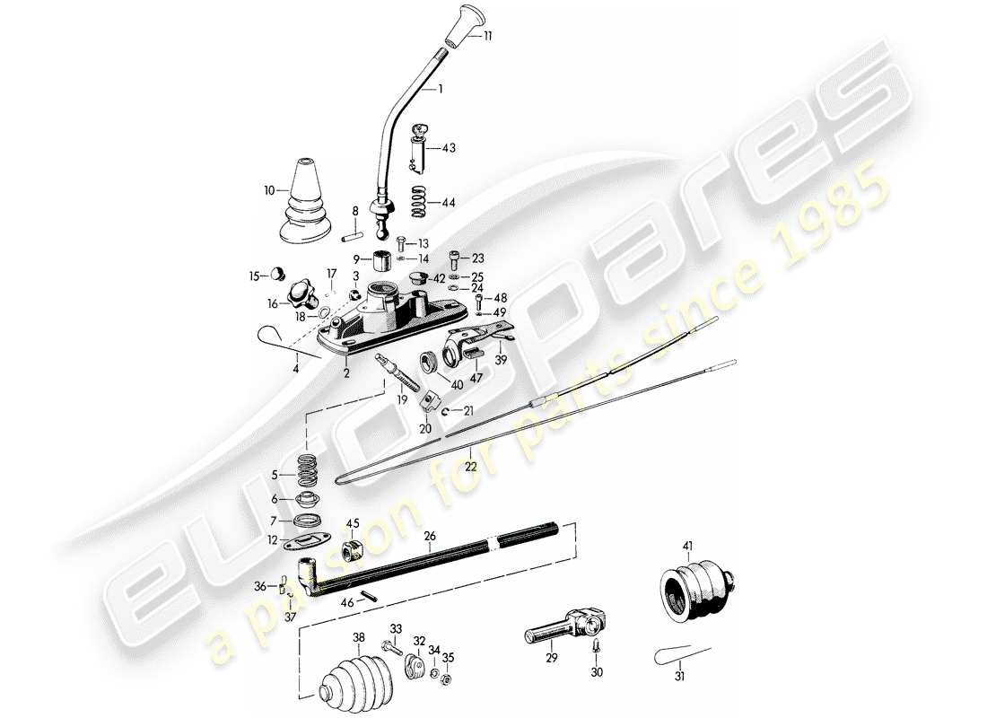 porsche 1961 (356b/356c) controllo della trasmissione diagramma delle parti