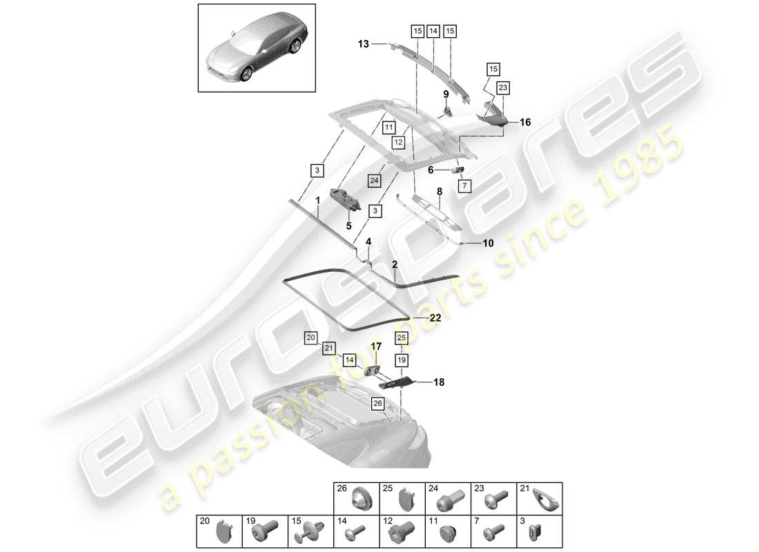 porsche 2018 (panamera 971-1) guarnizioni schema delle parti