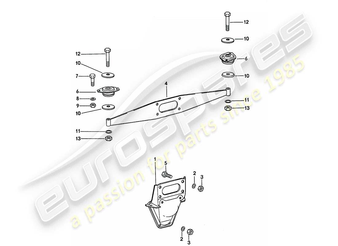 porsche 1976 (911) sospensione del motore diagramma delle parti