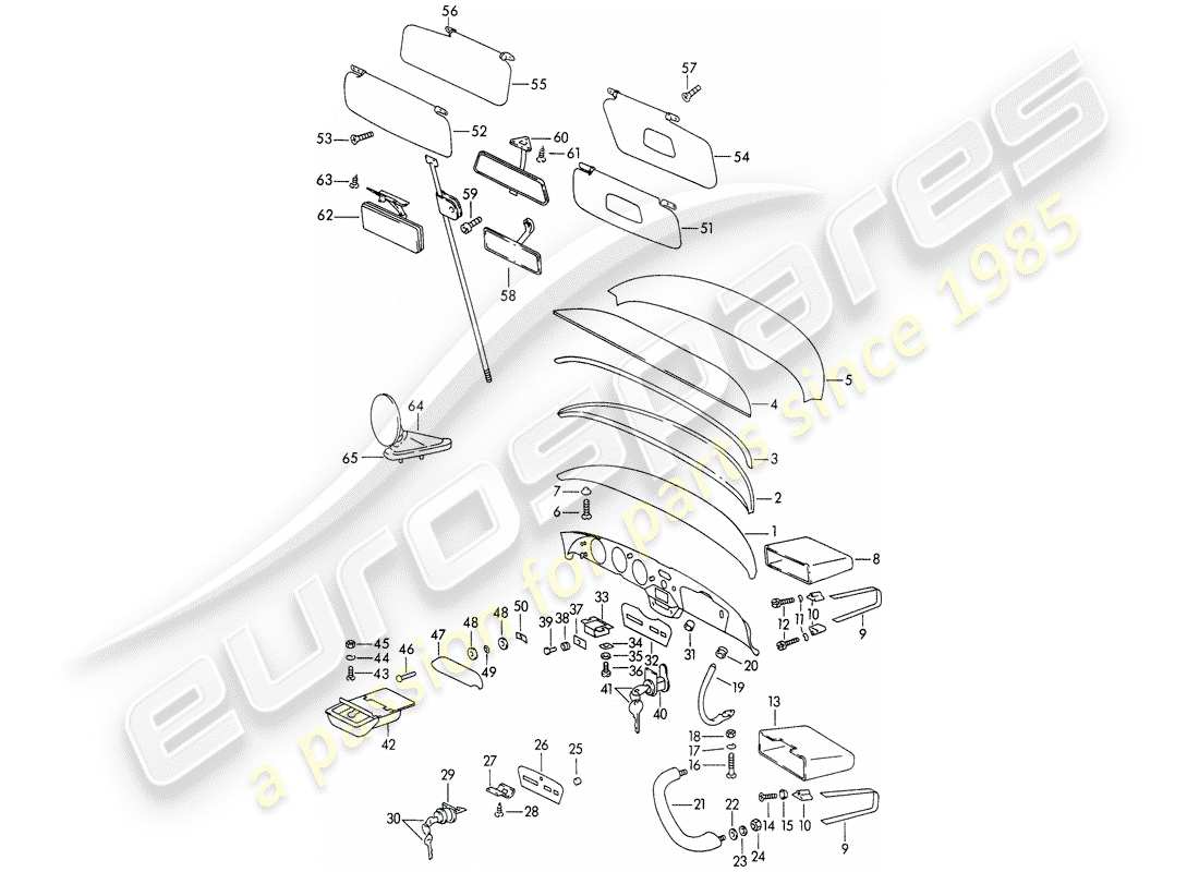 porsche 1965 (356b/356c) cruscotto - accessori diagramma delle parti