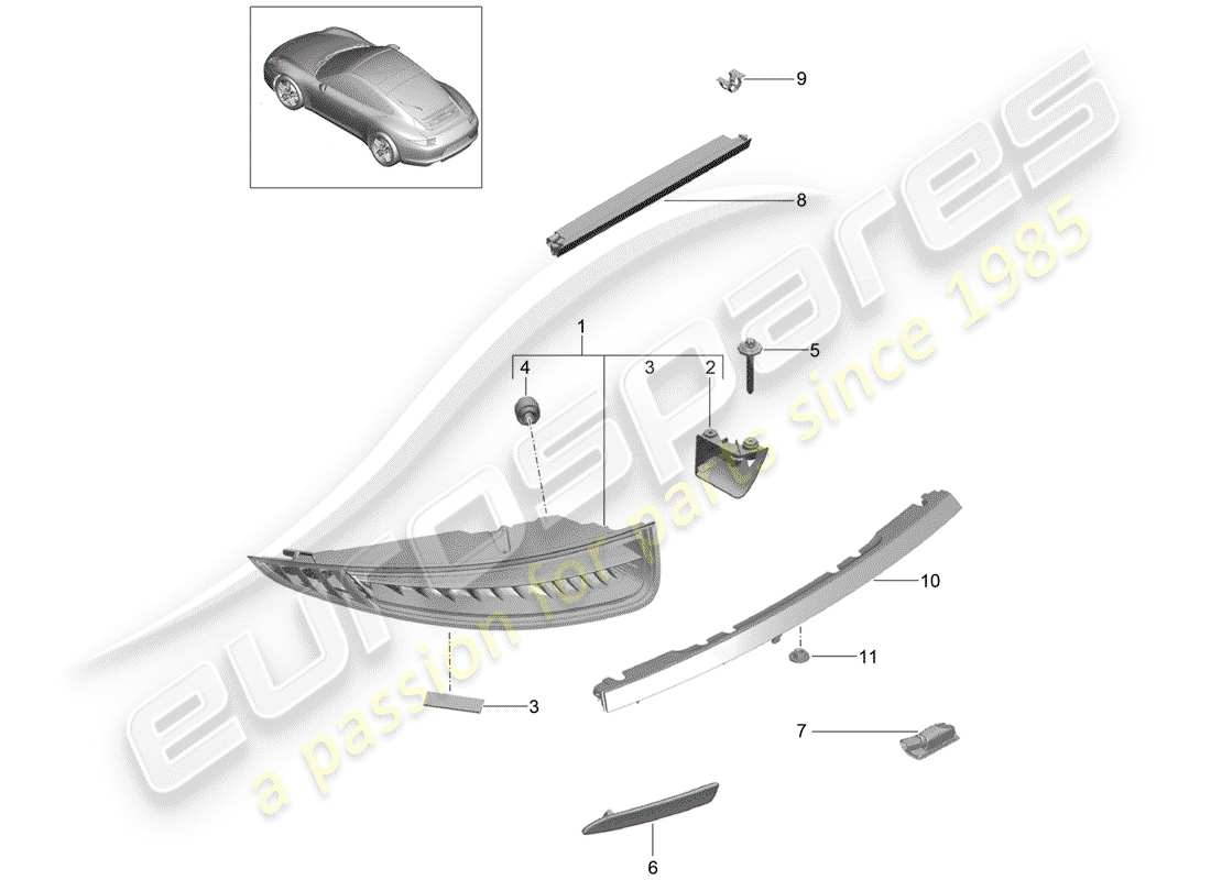 porsche 2013 (991-1) schema delle parti luce posteriore
