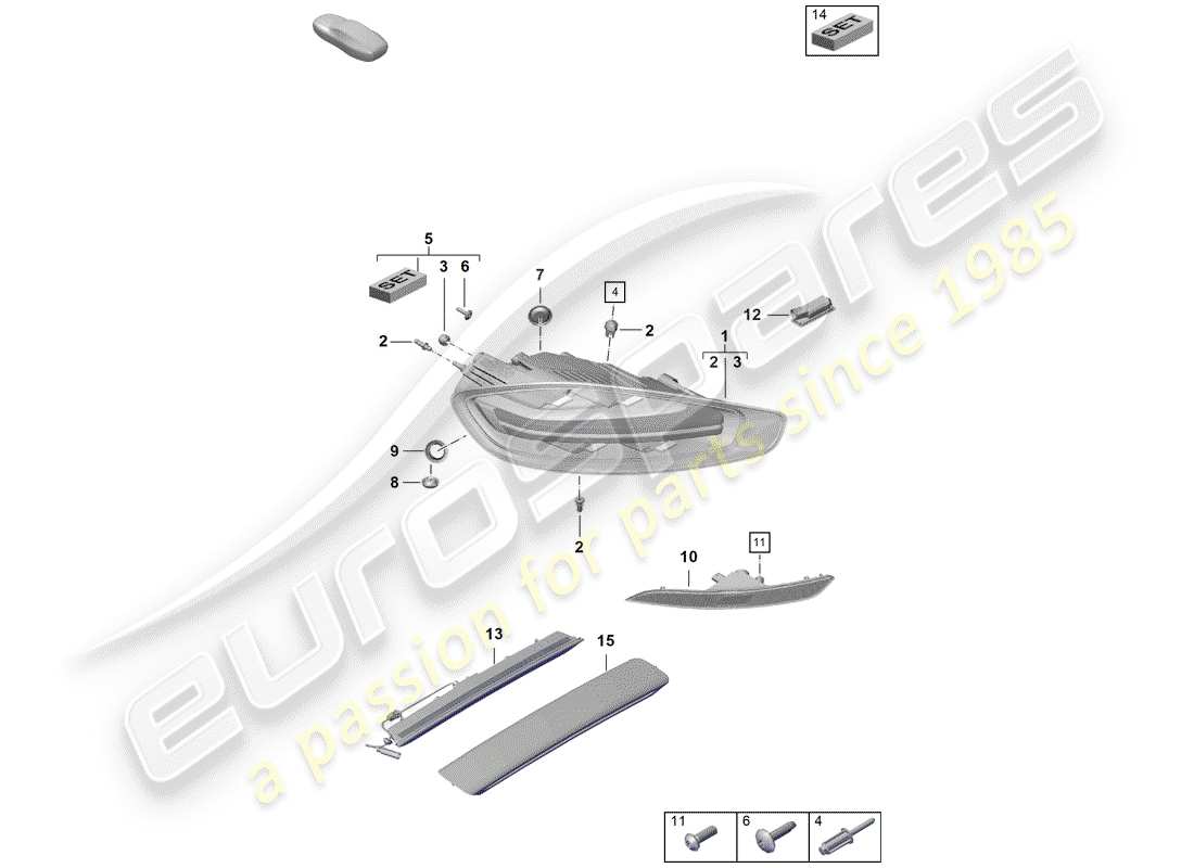 porsche 2019 (718 boxster spyder) schema delle parti luce posteriore