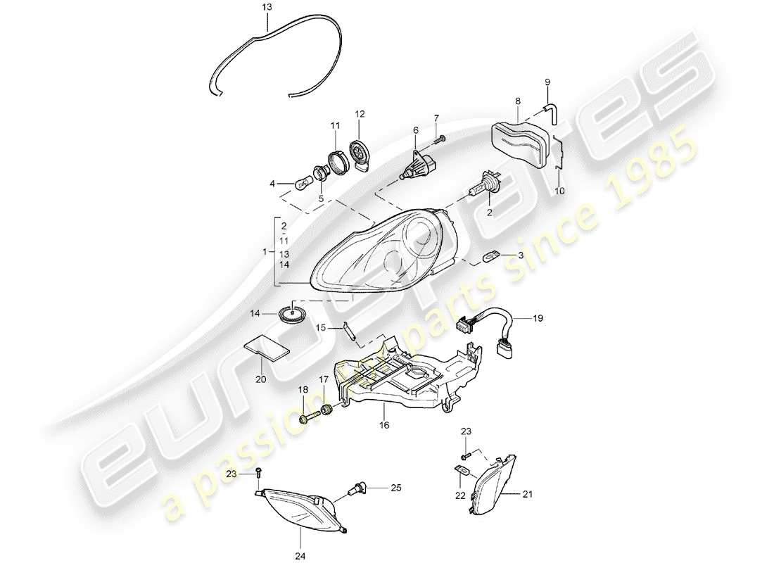 porsche 2006 (cayenne e1 9pa) faro diagramma delle parti