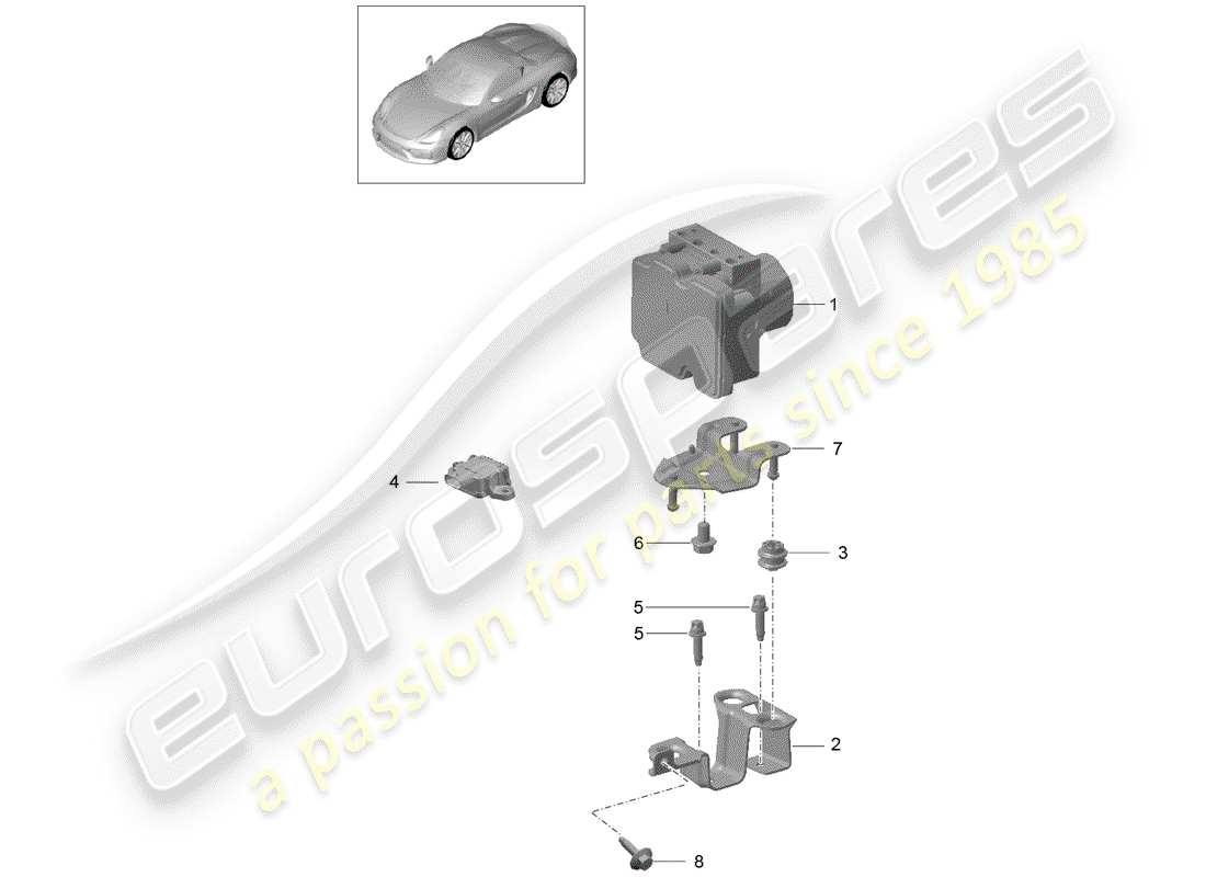 porsche 2016 (981 boxster spyder) unità idraulica diagramma delle parti