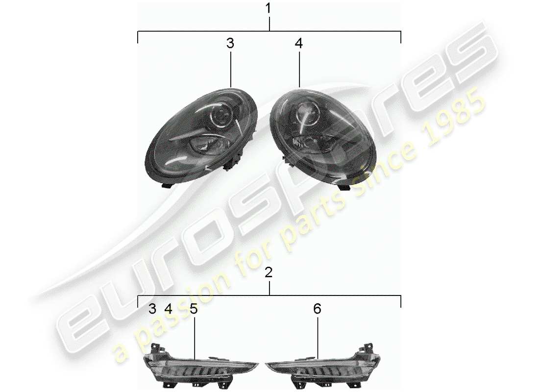 porsche 2017 (tequipment 98x/99x) diagramma delle parti del faro