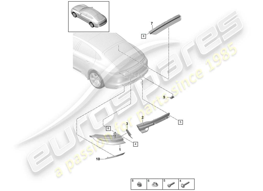 porsche 2018 (panamera 971-1) schema delle parti luce posteriore