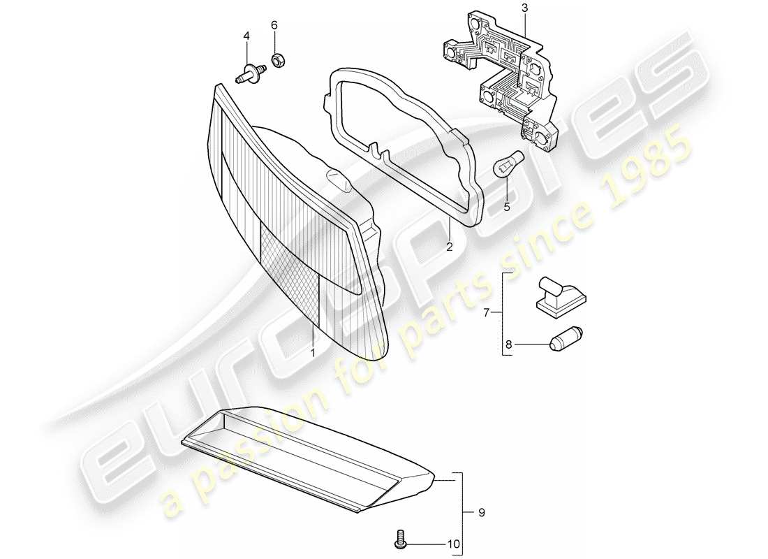 porsche 2007 (987 cayman) schema delle parti luce posteriore