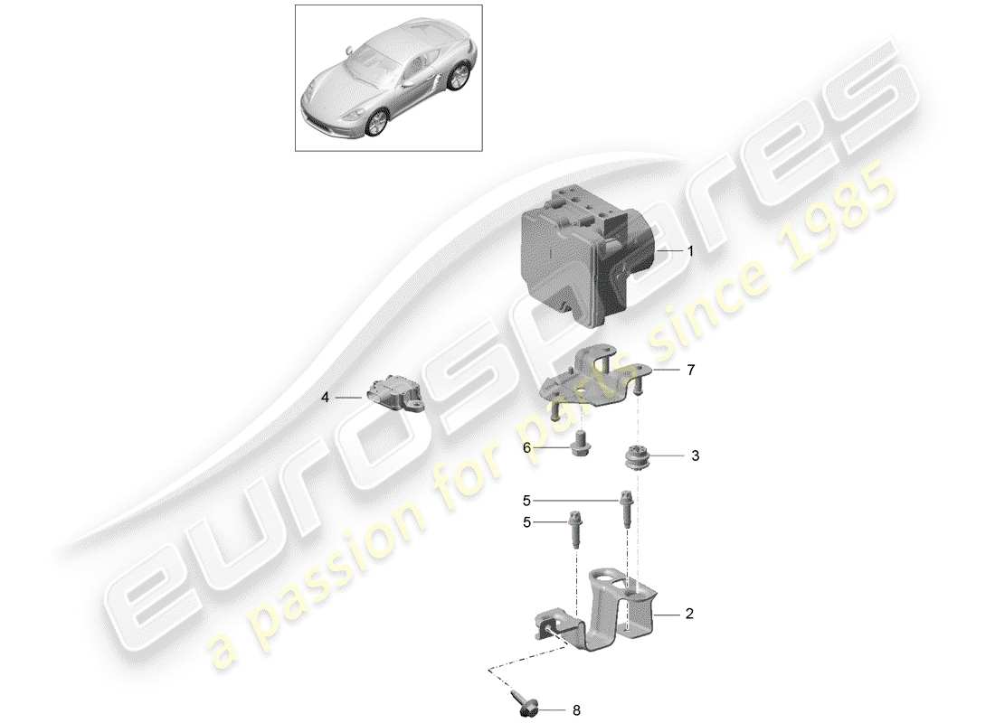 porsche 2019 (718 cayman) unità idraulica diagramma delle parti