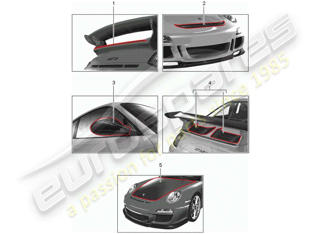 porsche 2006 (tequipment) sport motoristici diagramma delle parti