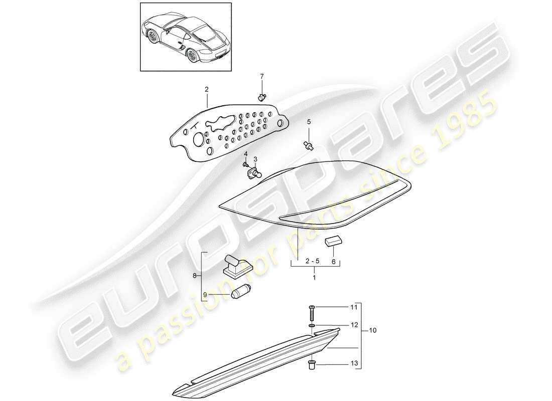 porsche 2012 (987 cayman) schema delle parti luce posteriore