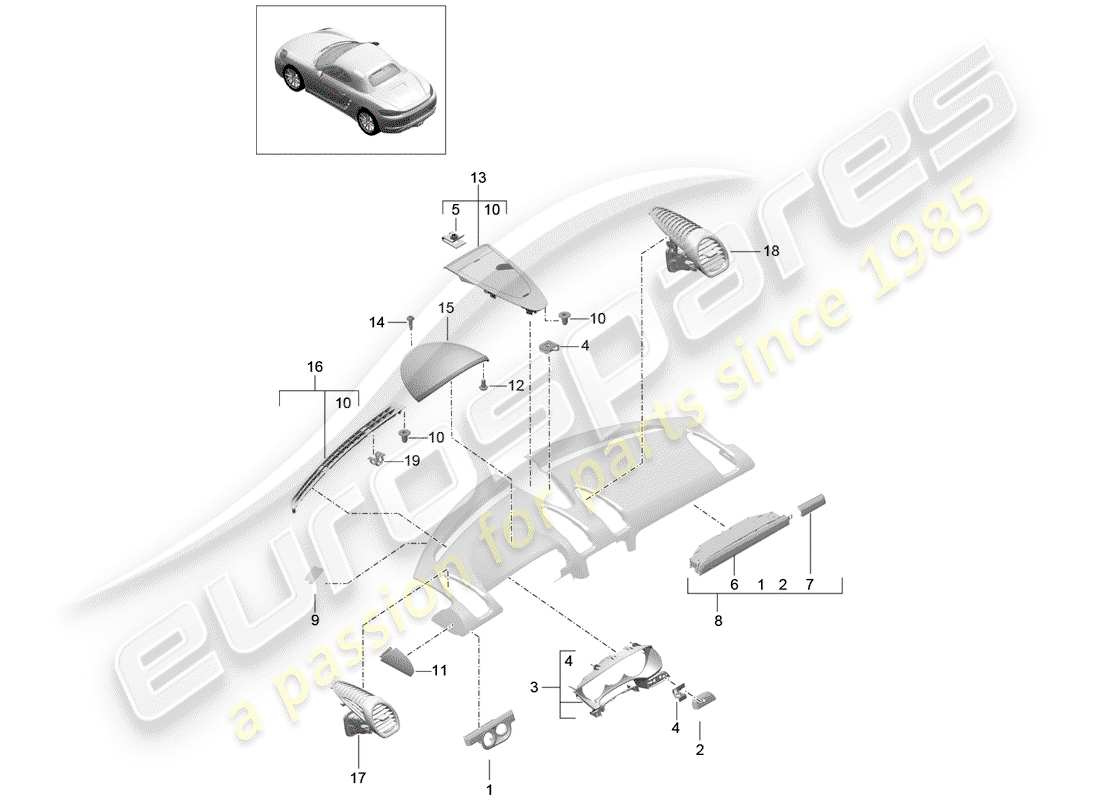 porsche 718 boxster (2020) accessori schema delle parti