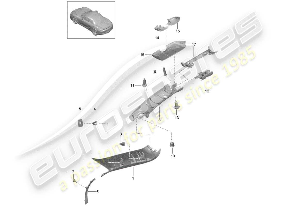 porsche 2016 (981 boxster) un pilastro diagramma delle parti