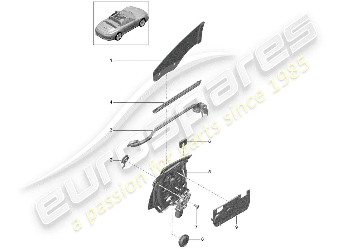 porsche 2014 (991-1) finestra laterale diagramma delle parti
