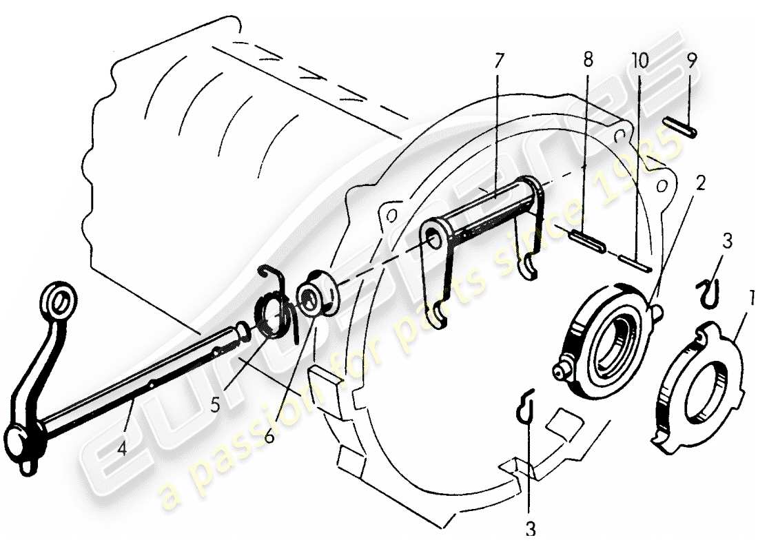 porsche 1954 (356/356a) rilascio frizione - per - tunnel - trasmissione - g 11 001 >> 25 000 - - m 90 501 >> 91 000 schema delle parti