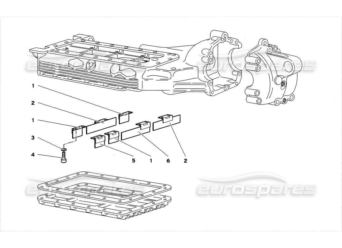 lamborghini diablo gt (1999) deflettori della coppa dell'olio diagramma delle parti