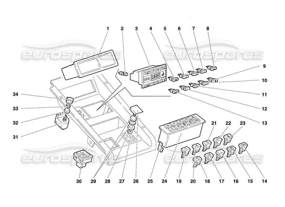 lamborghini diablo se30 (1995) strumenti per pannelli a tunnel diagramma delle parti