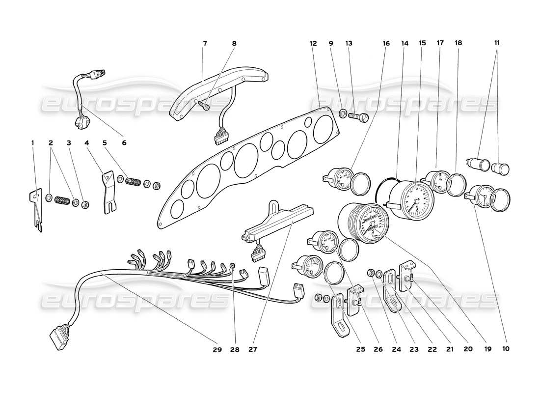 lamborghini diablo sv (1999) strumenti del cruscotto diagramma delle parti