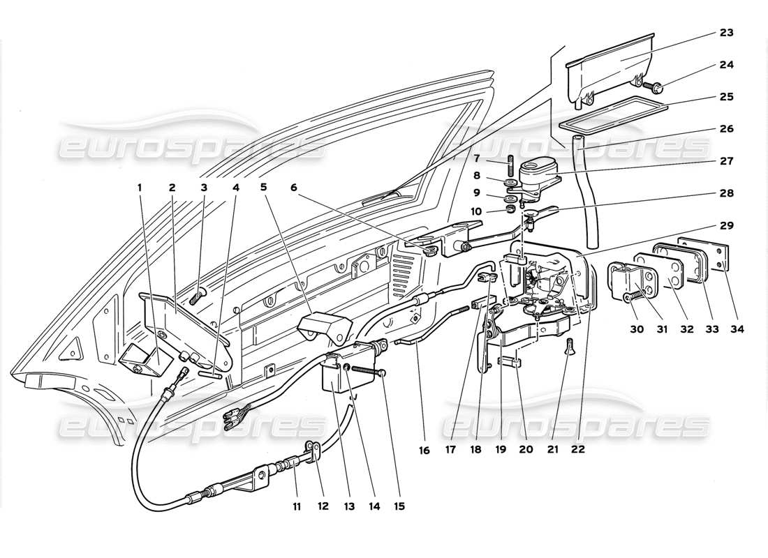 lamborghini diablo gt (1999) meccanismo della porta diagramma delle parti