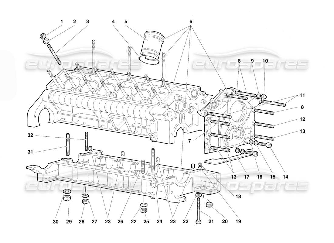 lamborghini diablo se30 (1995) basamento e supporto inferiore diagramma delle parti
