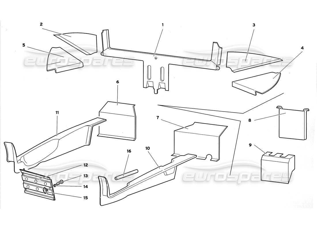 lamborghini diablo gt (1999) rivestimento dell'abitacolo diagramma delle parti