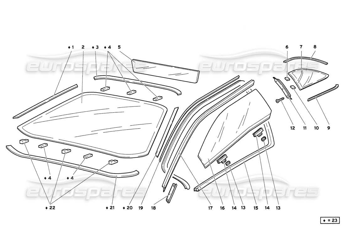 lamborghini diablo 6.0 (2001) finestre diagramma delle parti