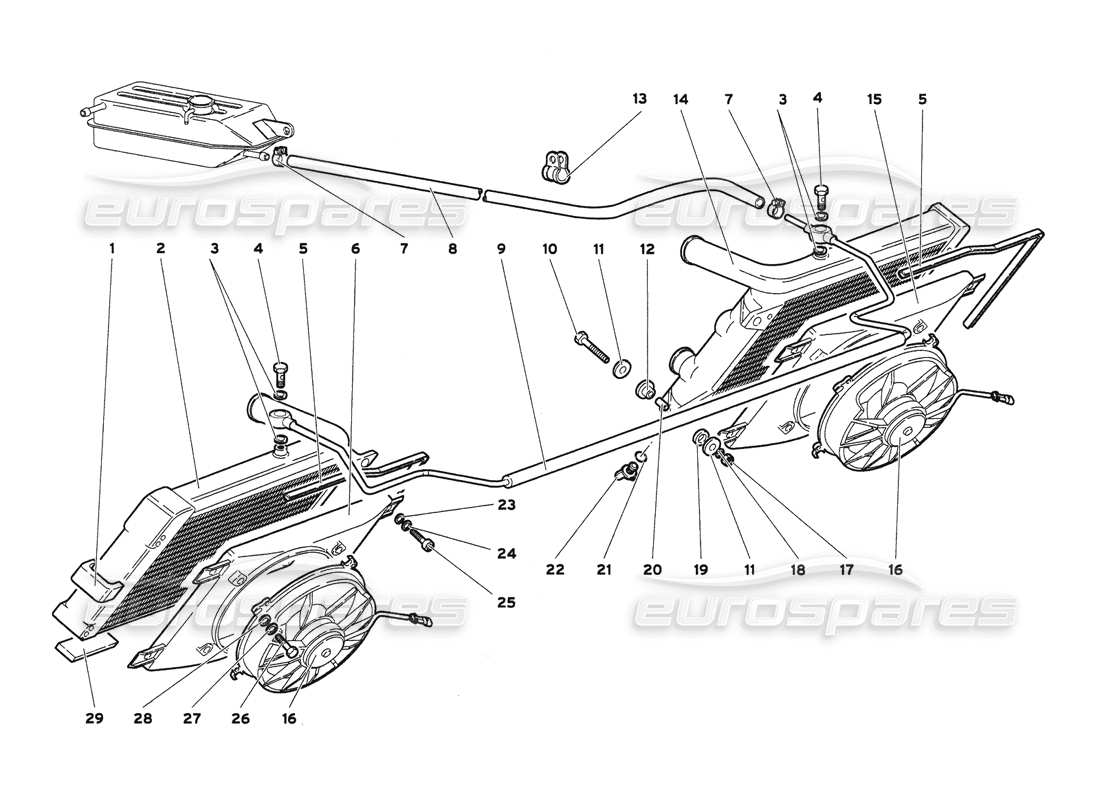 lamborghini diablo 6.0 (2001) diagramma delle parti di radiatori e ventilatori elettrici