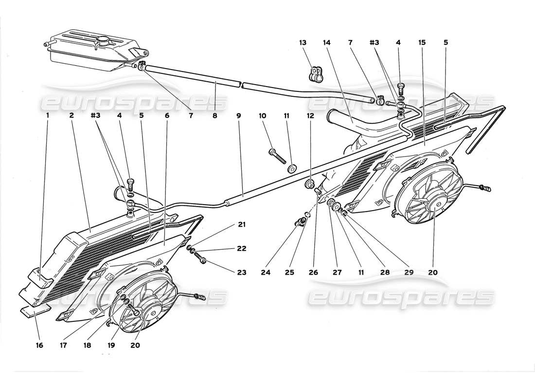 lamborghini diablo gt (1999) radiatori ed elettroventilatori diagramma delle parti