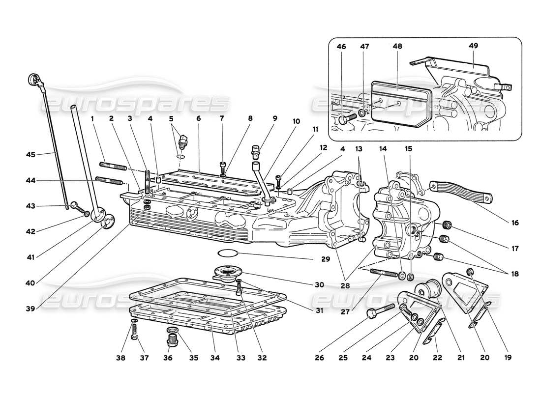 lamborghini diablo 6.0 (2001) schema delle parti della coppa dell'olio