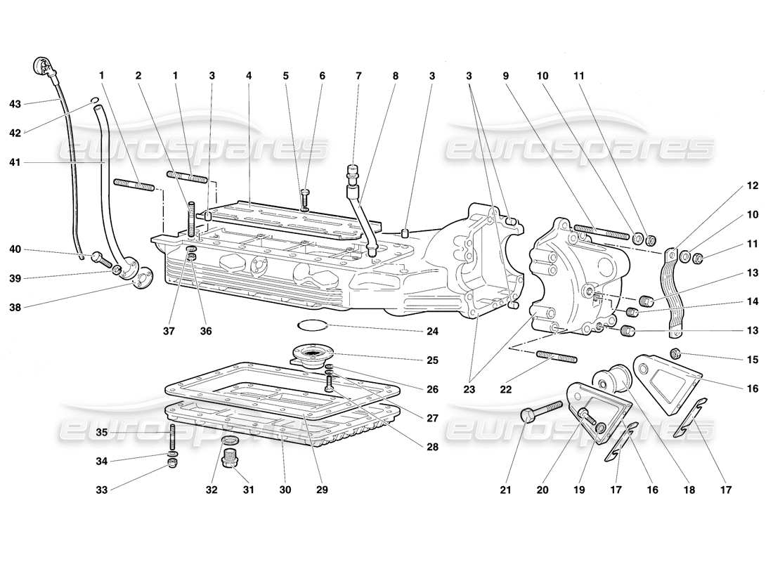 lamborghini diablo se30 (1995) schema delle parti della coppa dell'olio