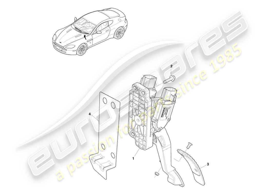 aston martin v8 vantage (2007) pedale acceleratore schema delle parti