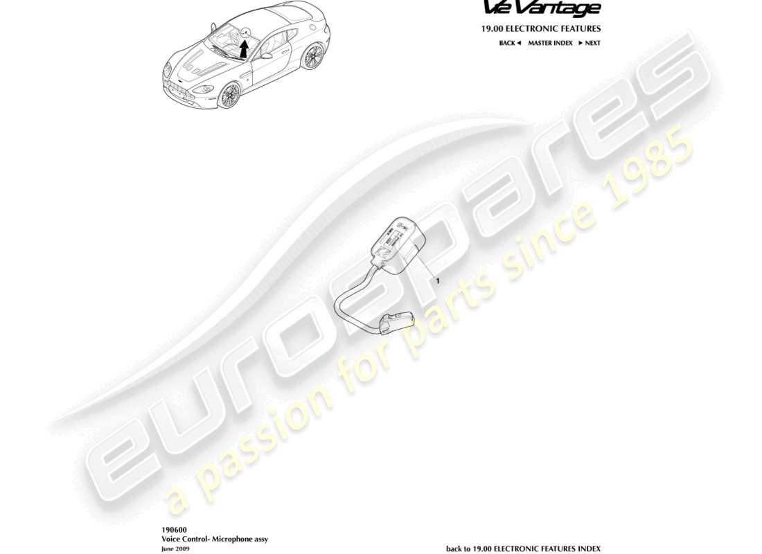 aston martin v12 vantage (2013) diagramma delle parti del microfono
