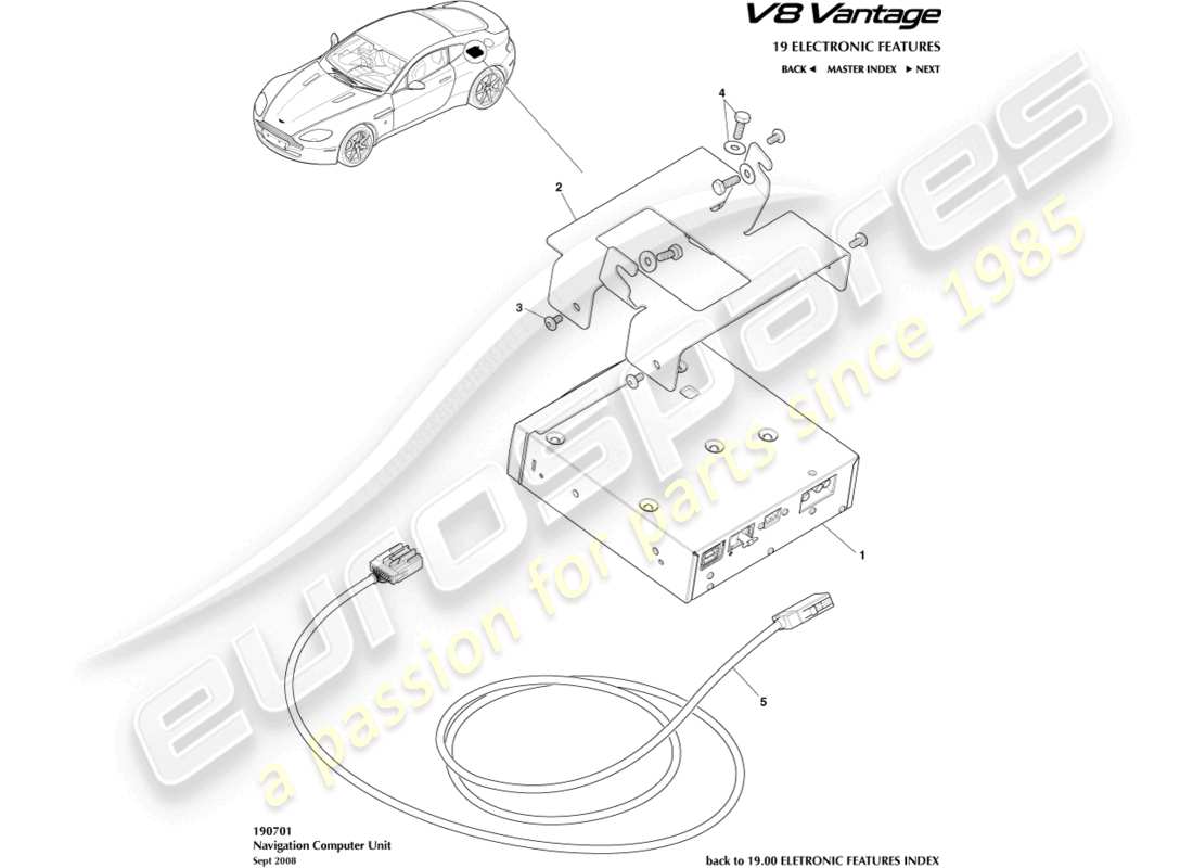 aston martin v8 vantage (2006) navigazione, al diagramma delle parti 12my