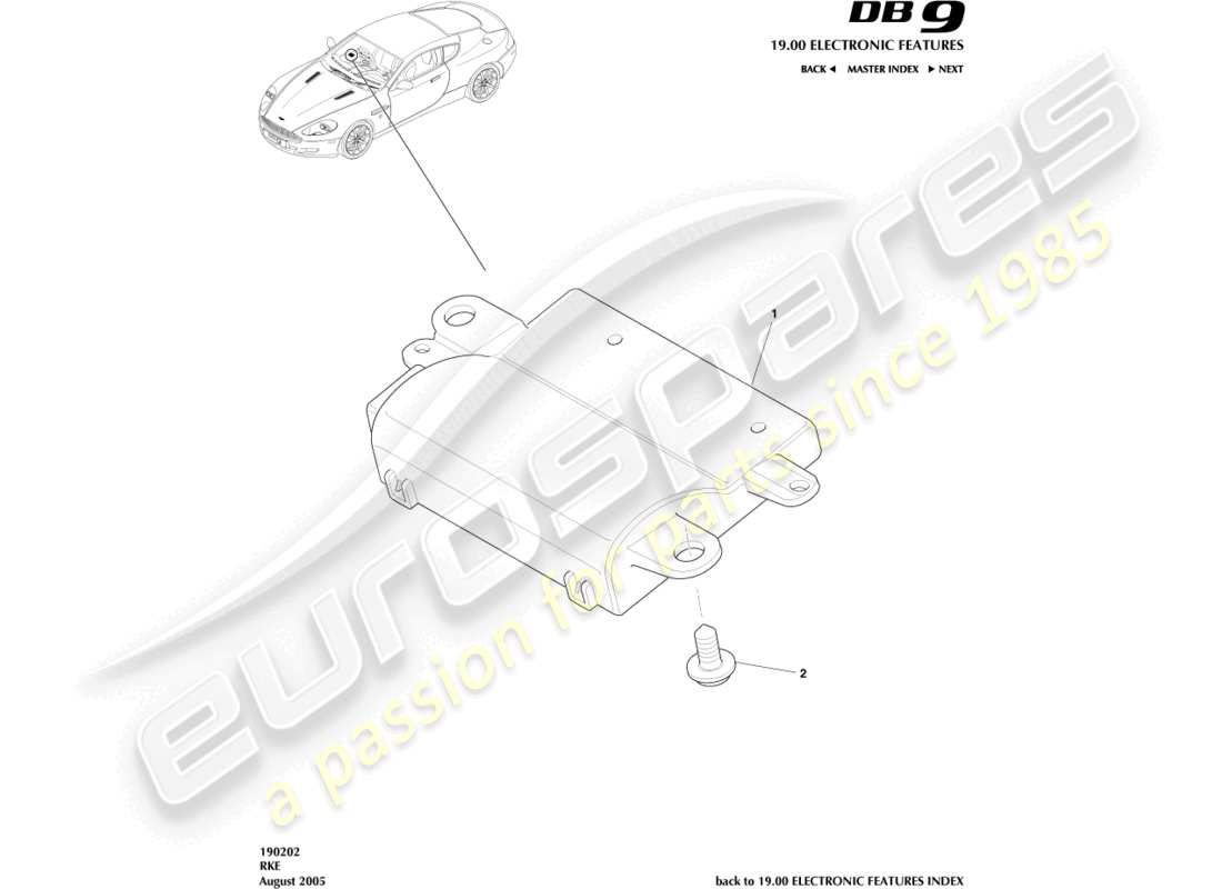 aston martin db9 (2007) schema delle parti rke