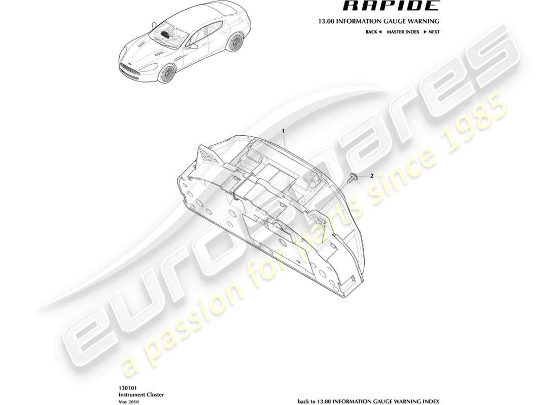 aston martin rapide (2018) strumentazione diagramma delle parti