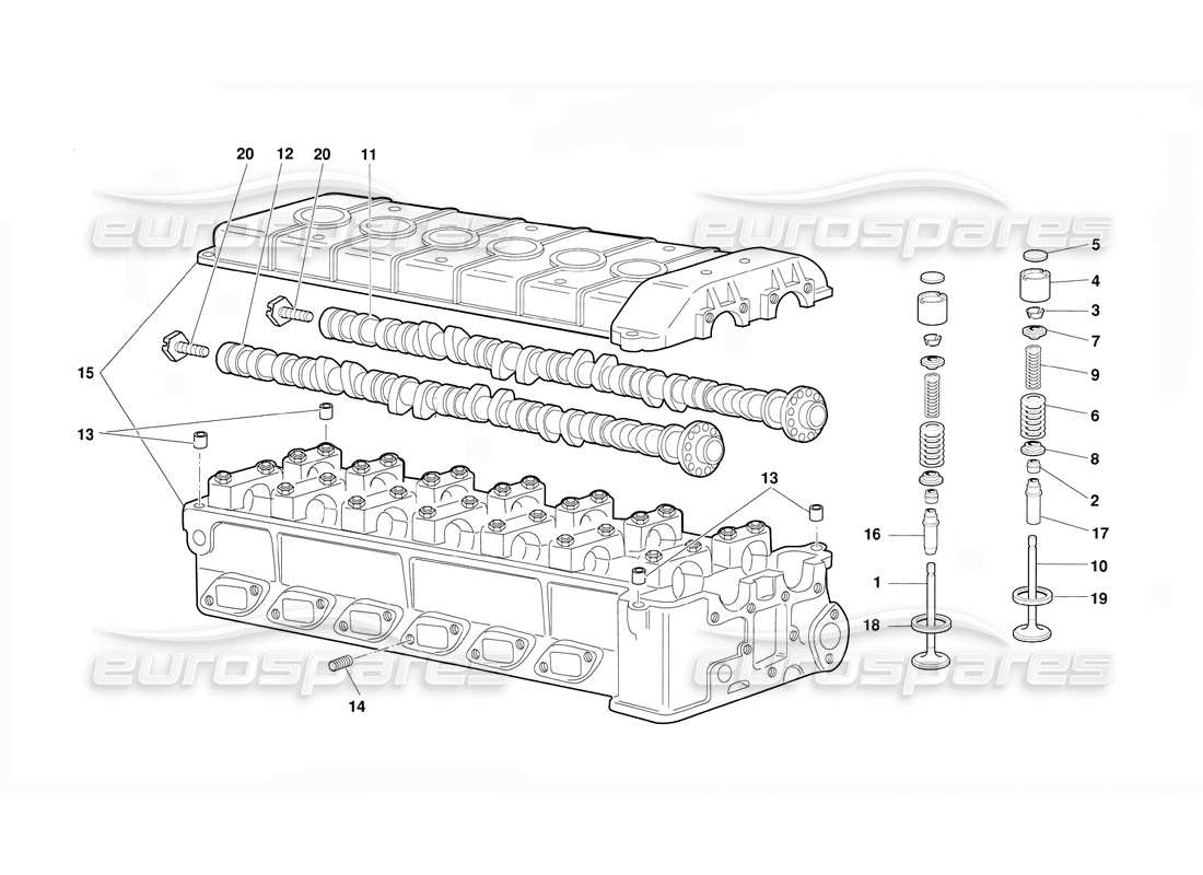lamborghini diablo (1991) testata cilindrica destra diagramma delle parti